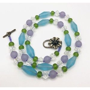 Pastel Frosted Glass Necklace ~Flower Toggle!